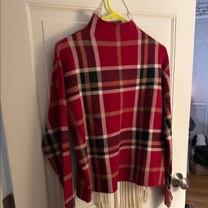 Tahari Red Plaid Turtleneck Sweater